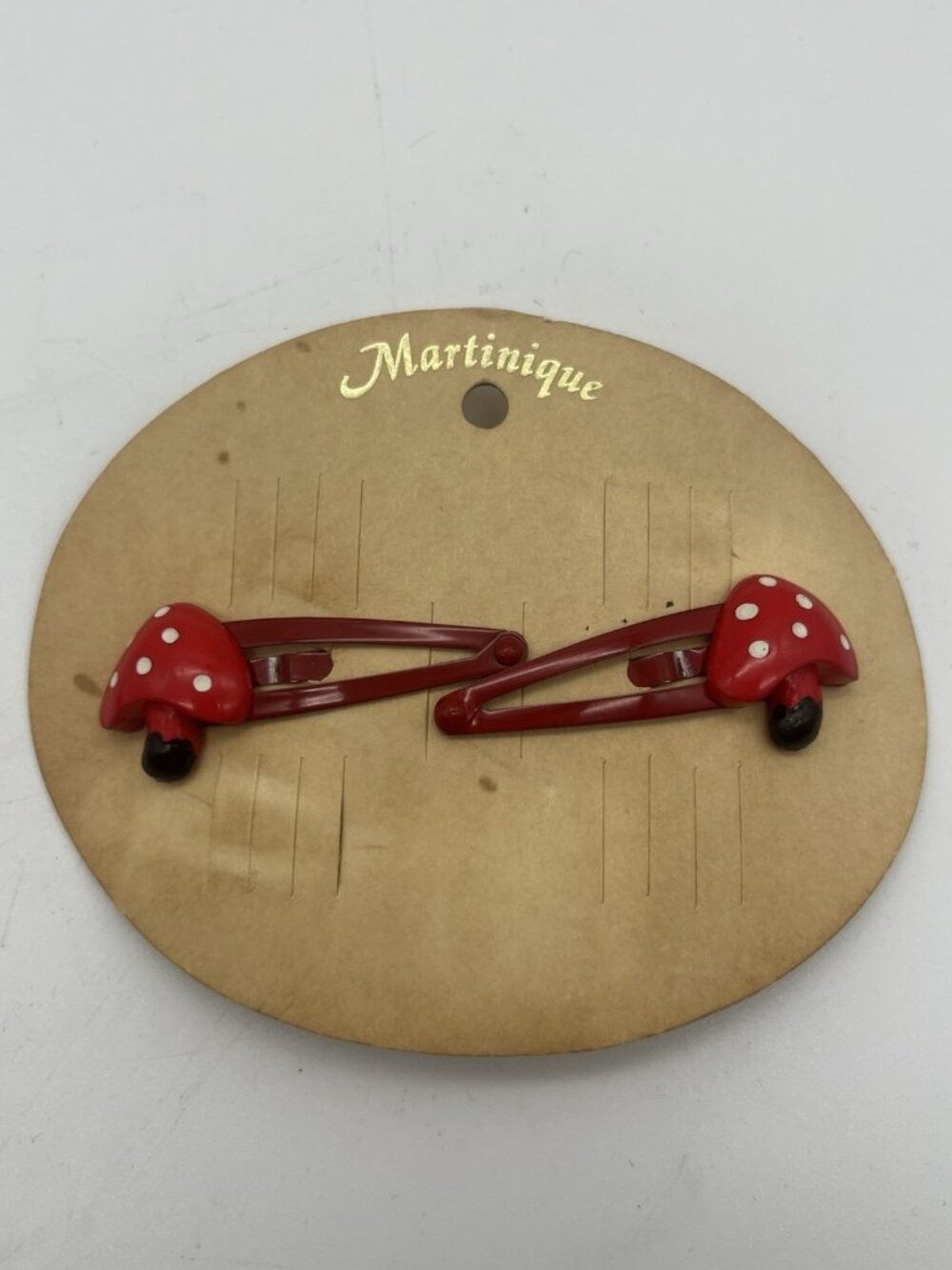 Vintage Hair Clip Barrettes Red Mushroom Accessory Set